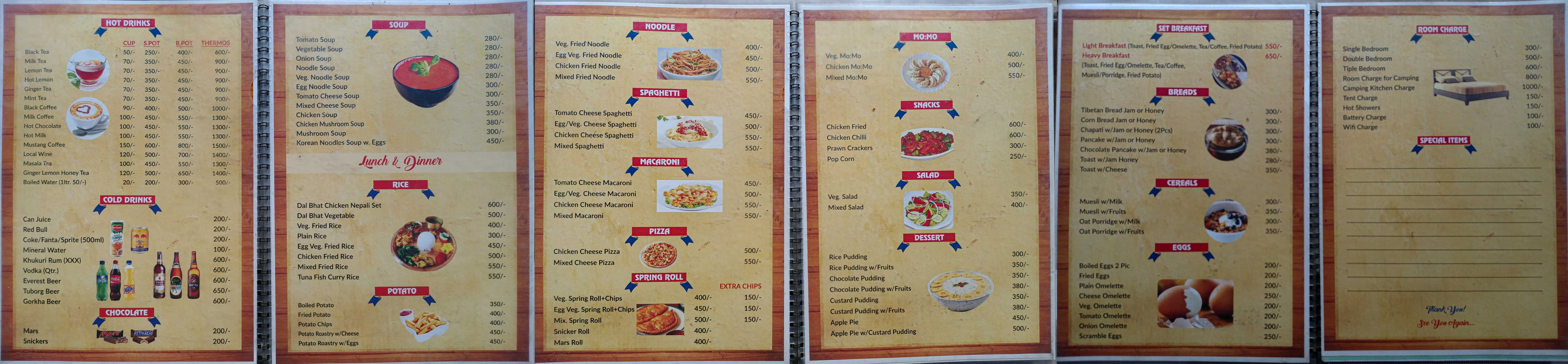 Pełne Menu z pierwszego punktu w którym się zatrzymaliśmy.
